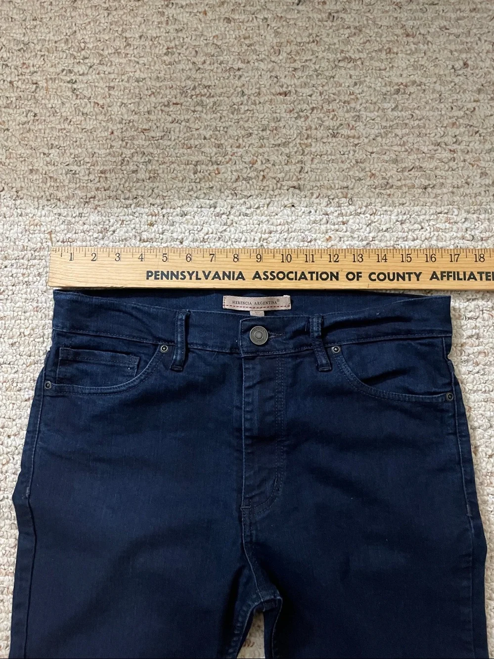 Herencia Argentina men’s designer jeans, dark blue, straight leg, 34 x 30